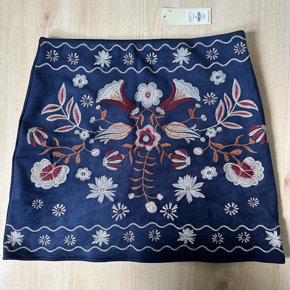 Embroidered Navy Blue Skirt